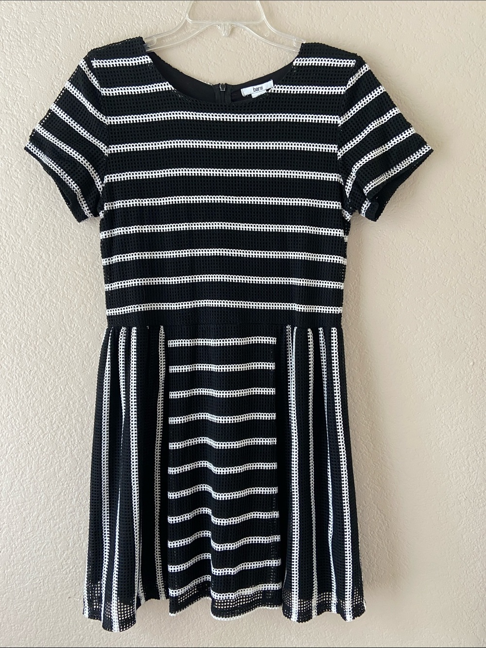 2/$20 Sale* Bar III Black and White Striped Fit-and-Flare Dress, size L